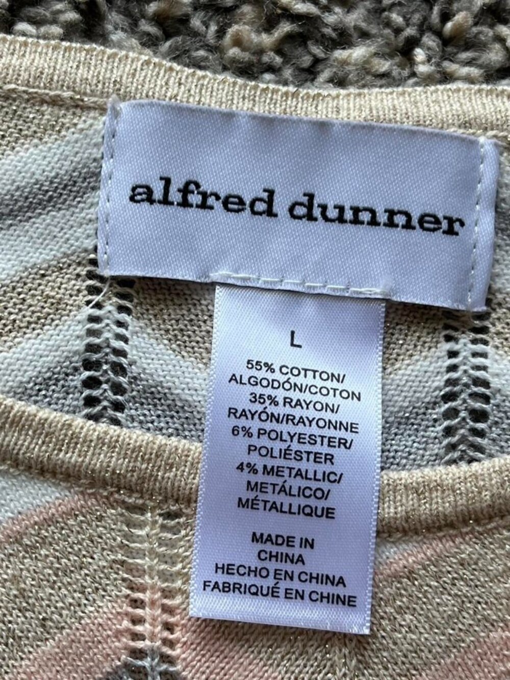 Alfred Dunner Metallic Chevron Patterned Blouse Wmn L Whimsy Cottagecore Boho - Picture 3 of 6